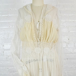 Abbey 1910 ecru silk embroidered wedding gown . vintage Edwardian dress . small image 7
