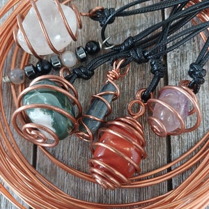 Raw Copper Wrapped Crystal Pendant – Healing Crystal Pendant for Men & Women - Copper Stone Jewelry - Mothers Day Gift - Gemstone Necklace