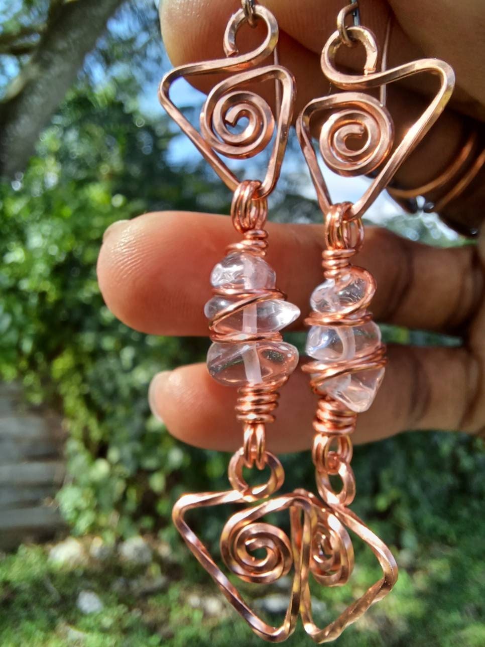 Crystal Wire Wrapped Earrings Dainty Gemstone Earrings - Etsy