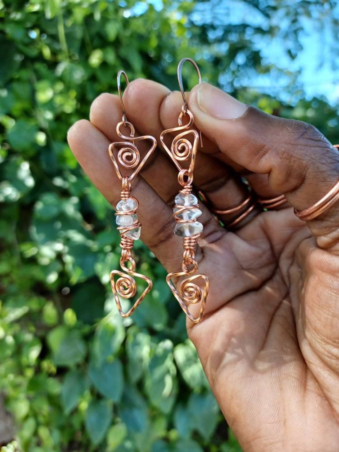 Crystal Wire Wrapped Earrings Dainty Gemstone Earrings - Etsy