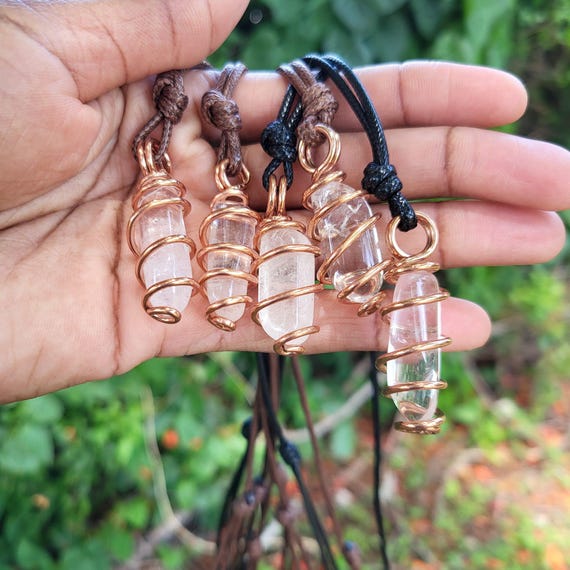 Handmade Raw Copper Wire Wrapped Gemstone Necklace – Healing