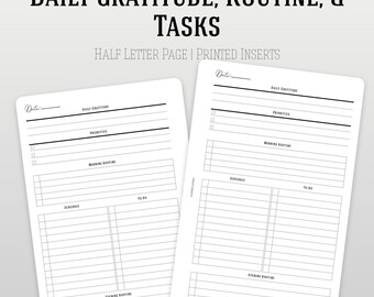 Daily Routine and Tasks Inserts | Discbound Planner System | Half Letter Size