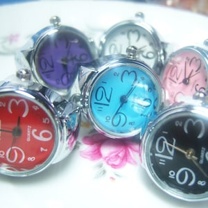 Ring Watch Quartz Finger Jewelry One Size Fits Most Pink White Blue Black Red Purple Yellow Green, Finger Watch, Boho Unique Fun Time Piece