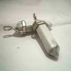 White Turquoise Howlite Point Pendant Necklace, Crystal Point BOHO OOAK Unusual Unique Unisex ZEN Cosmic Spiritual Energy Layering Necklace