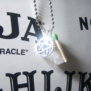 Supernatural Pentagram Salt  Burn Protection Necklace, TV Jewelry Sam Dean Winchester Nerd Geek Demon Protection Devil&#39;s Trap Wiccan Occult