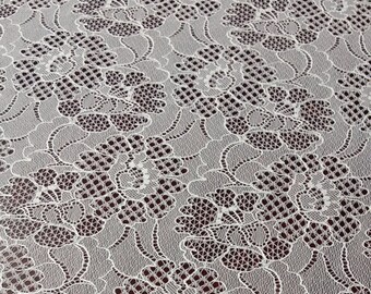 Pure white lace fabric, embroidered French wedding bridal gown lace material, veil lace cloth, lingerie Chantilly lace by the yard, J232001