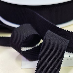 Ruban gros-grain de coton noir, finitions lingerie et mercerie en gros-grain, ST1073