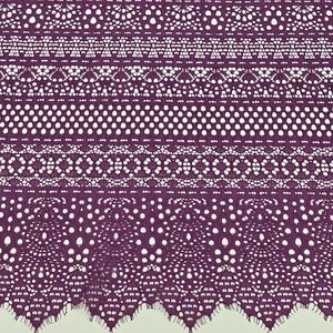 Tissu violet géométrique en dentelle pour cils, vendu au mètre, LL67602
