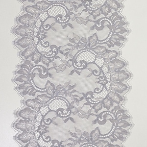 Dentelle de chantilly française grise par mètre, dentelle de mariée pour mariage, dentelle de lingerie de mercerie festonnée, LMT3001