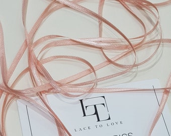 3mm Salmon pink Double Side Satin Ribbon, by the yard, satin ribbon, satin fabric ribbon gift bow, hair ribbon, satin trim ST1043