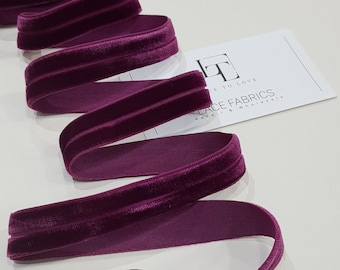 Violet elastic velvet ribbon by the yard, wide velvet ribbon, velvet fabric ribbon gift bow, hair ribbon velvet, velvet trim DB1002