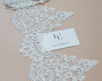 Ivory Lace Trimming by the yard, French Lace, Alencon Lace, Bridal Gown lace, Wedding Lace, White Lace, Veil lace, Garter lace KSBL62263C