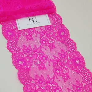 Pizzo rosa brillante, pizzo Chantilly, pizzo francese, pizzo da sposa, pizzo da sposa, pizzo smerlato, pizzo per ciglia, pizzo floreale, pizzo per lingerie LMF401