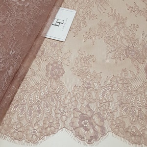Tecido de renda roxa Renda francesa Renda Chantilly Renda nupcial Renda de casamento Renda de véu Renda floral recortada Renda de lingerie LK5002