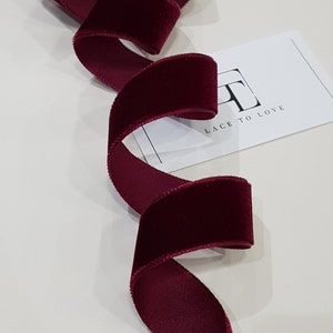 Ruban de velours rouge foncé par mètre, ruban de velours étroit, noeud cadeau de ruban de tissu de velours, velours de ruban pour les cheveux, bordure en velours ST1048