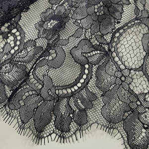 Marineblauwe wimperkant, Chantilly Lace avondjurk kant geschulpte bloemen kant lingerie kant JK10107