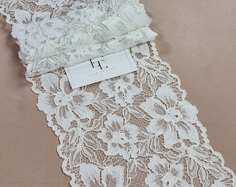 Ivory Lace Trimming, French Lace, Alencon Lace, Bridal Gown lace, Wedding Lace, White Lace, Veil lace, Garter lace Lingerie Lace L97713