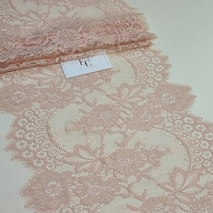 Pizzo rosa salmone, pizzo francese, pizzo smerlato, pizzo cigliato, pizzo floreale Lingerie Pizzo L29383
