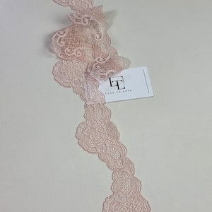 Lachsrosa Stretch Spitzenbesatz, elastische Spitze Chantilly Spitze Französische Spitze Hochzeitsspitze, Dessous Spitze LL6601