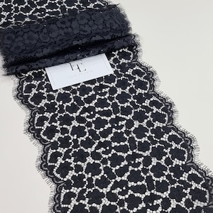 Schwarze Spitze, Alencon-Spitze, Strumpfhalter-Spitze, Abendkleid-Spitze, Dessous-Spitze Meterware LJ33391