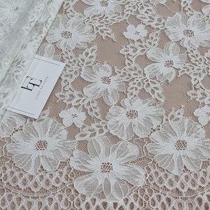 Ivory French lace fabric Chantilly lace fabric by the yard L56007