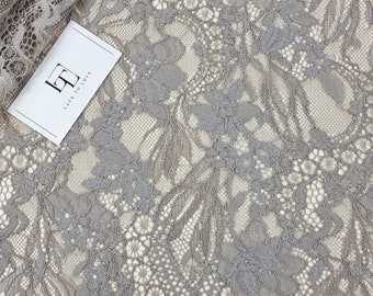 Gray lace fabric Guipure Lace, Alencon Lace, Scalloped Eyelash lace Lingerie Lace LN7082