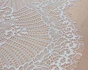 Ivory Lace Trimming by the yard, French Lace, Alencon Lace, Bridal Gown lace, Wedding Lace, White Lace, Veil lace, Garter lace LMT7101