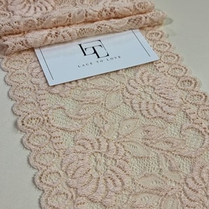 Pizzo elasticizzato beige chiaro, pizzo elastico, pizzo da sposa, pizzo per lingerie LD57301