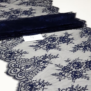Blaue Spitzenborte, Französische Spitze, Chantilly-Spitze, Brautspitze, Hochzeitsspitze, Ausgebogtete Spitze, Wimpern-Spitze Florale Spitze Dessous-Spitze yard LL6991