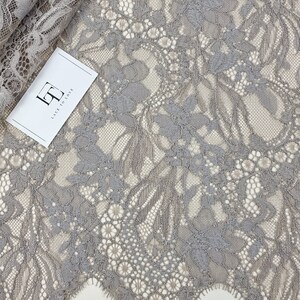 Tessuto in pizzo grigio Pizzo Guipure, Pizzo Alencon, Pizzo ciglia smerlato Lingerie Pizzo LN7082