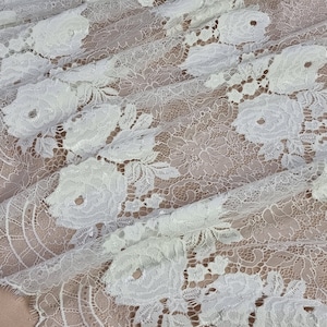 Off White Lace Fabric by the Yard French Lace Wedding Lace - Etsy