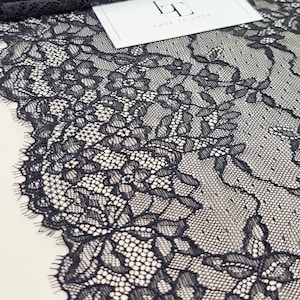 Encaje elástico negro, cinta elástica de encaje de mercería, borde de encaje estrecho para decoraciones, vendido cortado a medida, LMT1601