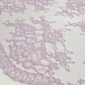 Tela de encaje Chantilly púrpura cortada a medida, tela de encaje de Francia, encaje de vestido de noche, J4088002
