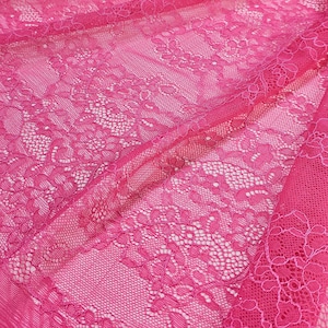 Tissu en dentelle élastique rose, dentelle extensible rose par mètre, JE443371