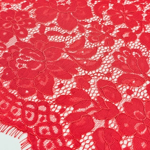 Tela de encaje rojo cortada a medida, encaje francés, encaje de boda bordado, encaje de novia, encaje para vestido de noche, encaje para lencería, encaje Alencon ME925002
