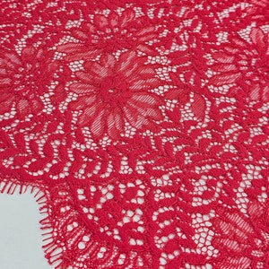 Rode kantstof op maat gesneden, Franse kant, geborduurde bruiloftkant, bruidskant, avondjurkkant, lingeriekant, Alencon Lace, J773314