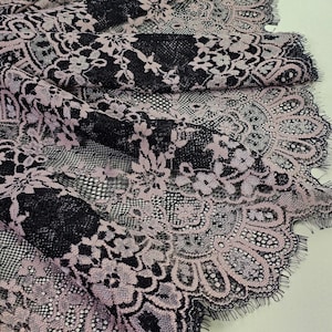 Finiture in pizzo elasticizzato rosa nero, LL9191