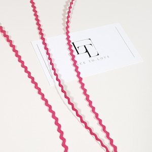 Ruban rose pour rick rack, 3 mm/0,12 pouce de large, bordure côtelée rose pour rick rack, vendu par mètre, ST1070
