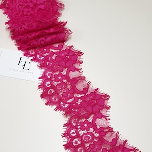 Renda rosa, Renda Chantilly, Renda francesa, Renda de noiva, Renda de casamento, Renda recortada, Renda de cílios, Renda floral, Renda para lingerie, jarda L11070