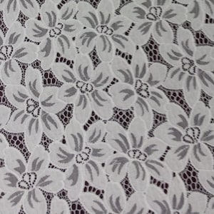 Tela de encaje blanco cortada a medida, material de encaje nupcial con flores francesas, tela de encaje blanco roto, encaje de velo, encaje de lencería, J88811