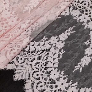 Passamaneria in pizzo rosa, pizzo francese Chantilly, pizzo da sposa, pizzo da sposa, pizzo smerlato, ciglia, pizzo floreale, lingerie, pizzo L22822_6