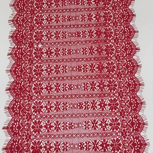 Renda geométrica vermelha para cílios, vestido de noiva francês Alencon, renda para ligas, renda para vestidos de noite, renda para lingerie por metro L3661