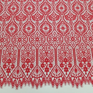 Rood met grijze kantstof Frans kant Geborduurd kant Bruiloft kant Bruids kant Avondjurk kant Lingerie kant, Alencon kant L39394