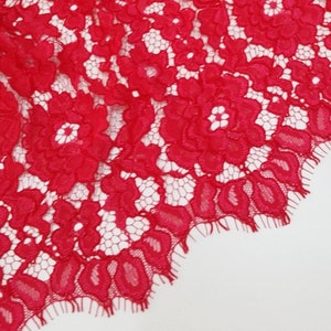 Rosa-rot gewellte Wimpernspitze mit Wellenmuster, verkauft als Meterware, J50051