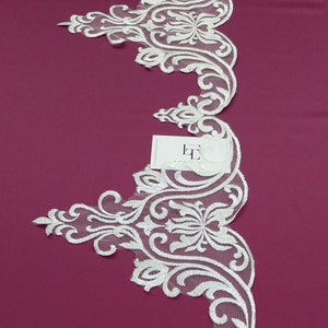 Elfenbein Spitzenborte Meterware, Französische Spitze, Chantilly Spitze, Brautkleid Spitze, Hochzeitsspitze, Weiße Spitze Schleier Spitze Strumpfband Spitze Unterwäsche EVSL075C