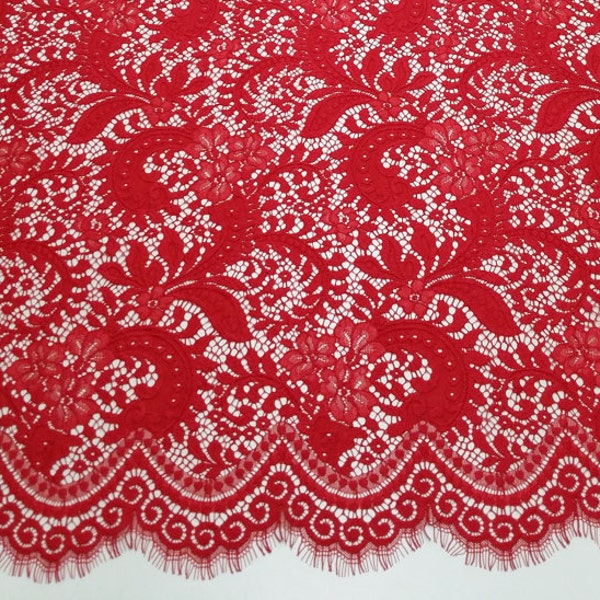 Red Lace Fabric - Etsy