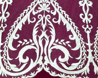 Pure white lace fabric, snow white wedding bridal lace material sold by the yard, EVS080C