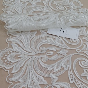 SALE Ivoorkant trimmen op maat gesneden, Franse kant, Alencon Lace, kant bruidsjurk, bruiloftkant, witte kant, sluierkant, kousenbandkant EEV2104
