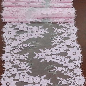 Acabamento em renda rosa, acabamento em renda francesa Chantilly, renda para casamento nupcial, renda recortada, renda floral de cílios, renda para lingerie L22822_7