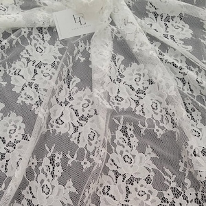 Tecido de renda marfim, renda francesa, renda chantilly, renda de casamento, renda de noiva, renda de vestido de noite, renda de lingerie, tecido por jarda SA7989